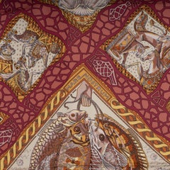 HERMES Mare Nostrum 90 Twill Scarf Raspberry silk