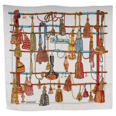 HERMES Passementerie 90 Twill Scarf Blanc silk