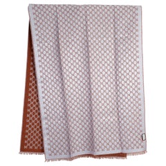 GUCCI GG Jacquard Lamé Cotton Scarf Cognac/Silver