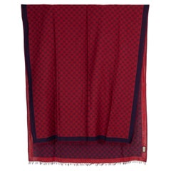 GUCCI GG Jacquard Cotton Scarf Red/Navy
