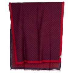 GUCCI GG Jacquard Cotton Scarf Red/Navy