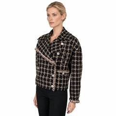 Chanel 2021 Double Breasted Tweed Jacket Black/Beige 40 M