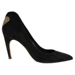Christian Dior 2017 DiorAmour Studded Heart Suede Pumps Black Gold 38.5