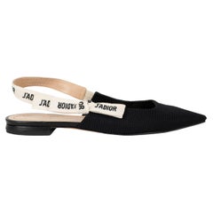 Christian Dior J'Adior Technical Fabric Slingback Flats Black 38