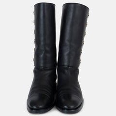 Chanel 2022 Snap-Button Leather Riding Boots Black 40