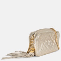 Chanel 1991-1994 CC Tassel Camera Mini Bag Metallic Gold
