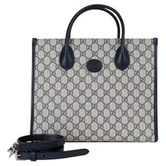 Sac cabas petit format Gucci GG Supreme Interlocking G, bleu nuit