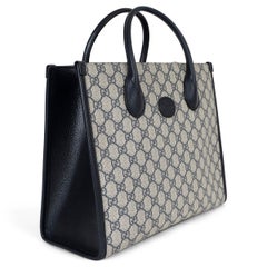 Sac cabas petit format Gucci GG Supreme Interlocking G, bleu nuit