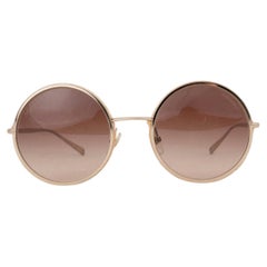 Lunettes de soleil rondes Chanel en métal, dorées et marron, 4250