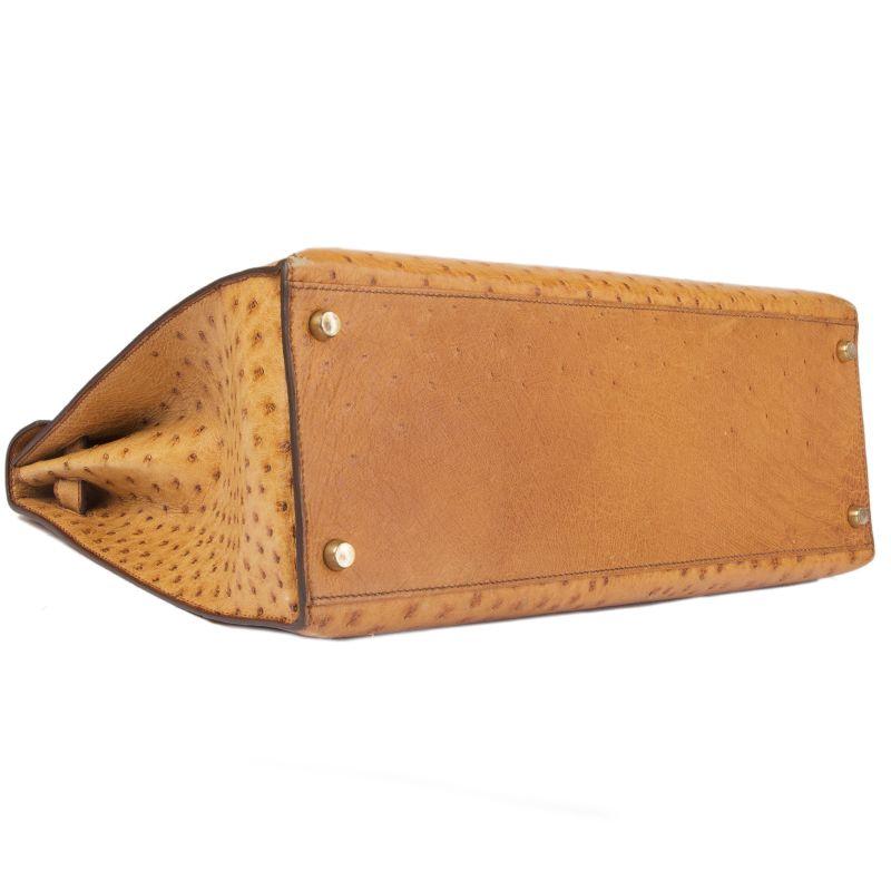 HERMES Saffron beige Ostrich KELLY I 35 SELLIER Bag In Excellent Condition In Zürich, CH