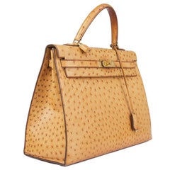 HERMES Saffron beige Ostrich KELLY I 35 SELLIER Bag