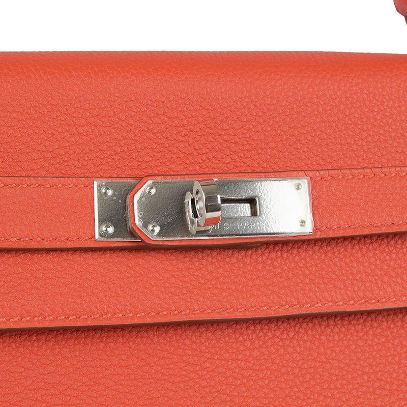HERMES Capucine red Togo KELLY II 35 RETOURNER Bag In New Condition In Zürich, CH
