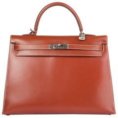 Retro HERMES Brique red Box KELLY II 35 SELLIER Bag