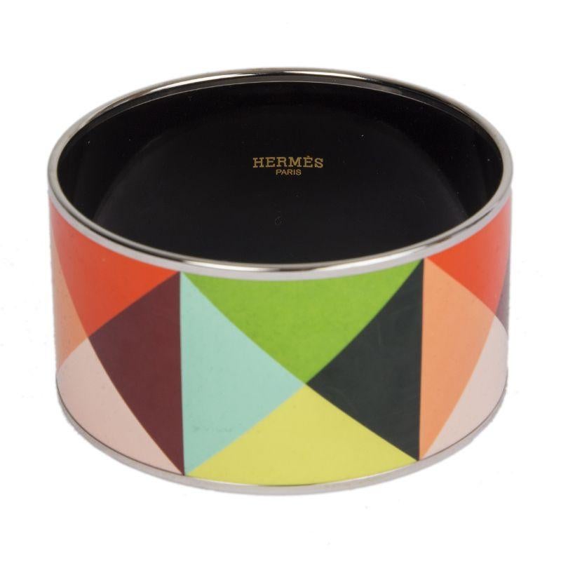 Hermès 'XL Clous en Trompe L'Oeil Bracelet' extra wide bangle in printed enamel with palladuim plated hardware. Brand new. Comes with box and dust bag.

Size 70mm
Width 4cm (1.6in)
Circumference 20.5cm (8in)