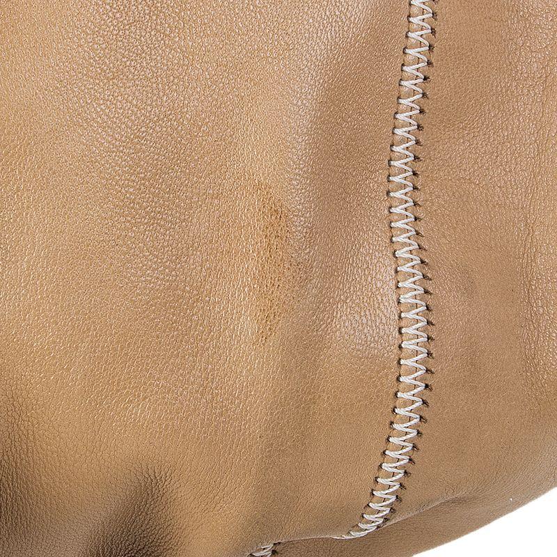 Women's Chanel beige leather & white satin REVERSIBLE TASSEL SMALL BUCKET Bag