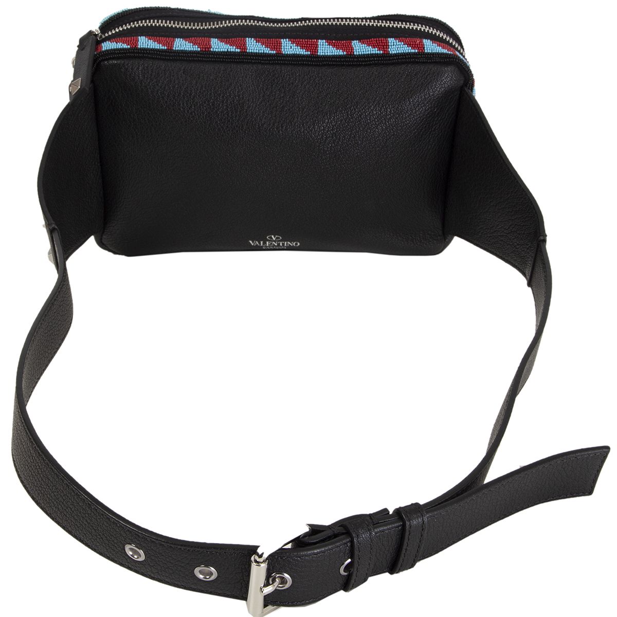 VALENTINO black and multi BEADED Hip Pack Belt Bag For Sale at 1stDibs