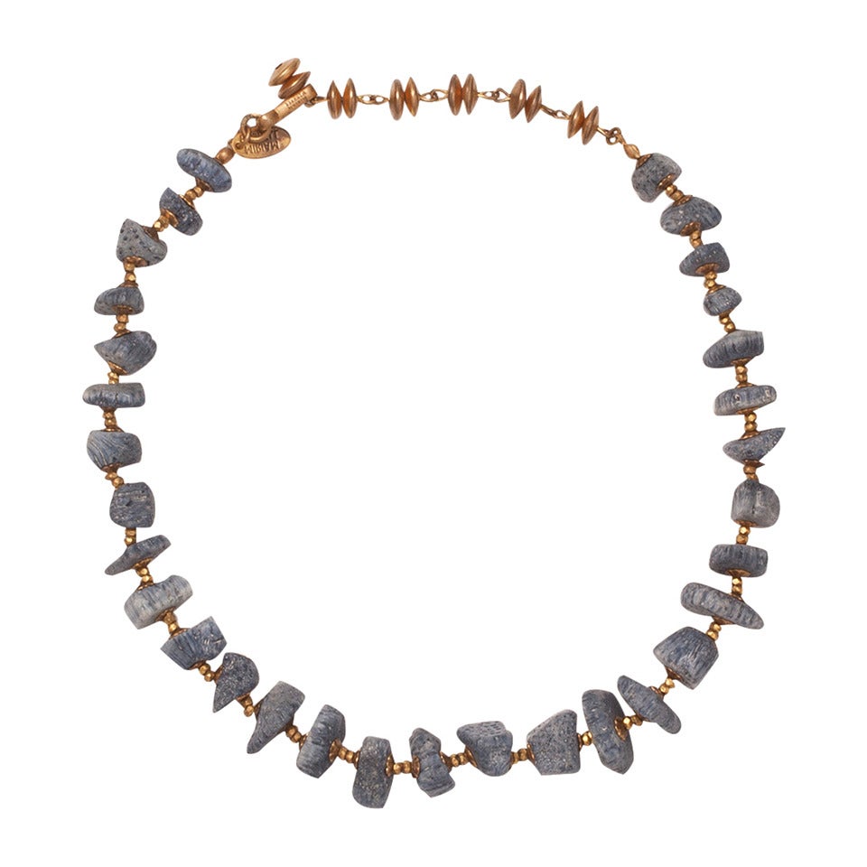 Miriam Haskell Blue Coral Necklace For Sale