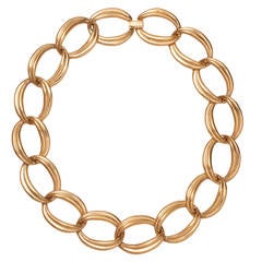 Massive Napier Gold Oval Curb Link Necklace