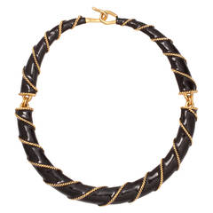 Kenneth Jay Lane Black Enamel Bib Necklace