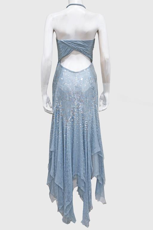 Atelier Versace couture embellished baby blue halter neck evening gown, c.  1990s For Sale at 1stDibs | blue versace dress, versace blue dress, baby  blue versace dress