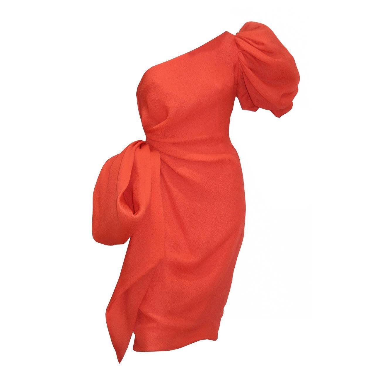 Givenchy asymmetric coral cocktail dress, c. 1988 at 1stdibs
