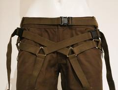 Junya Watanabe khaki green bondage cropped flares, SS 2003