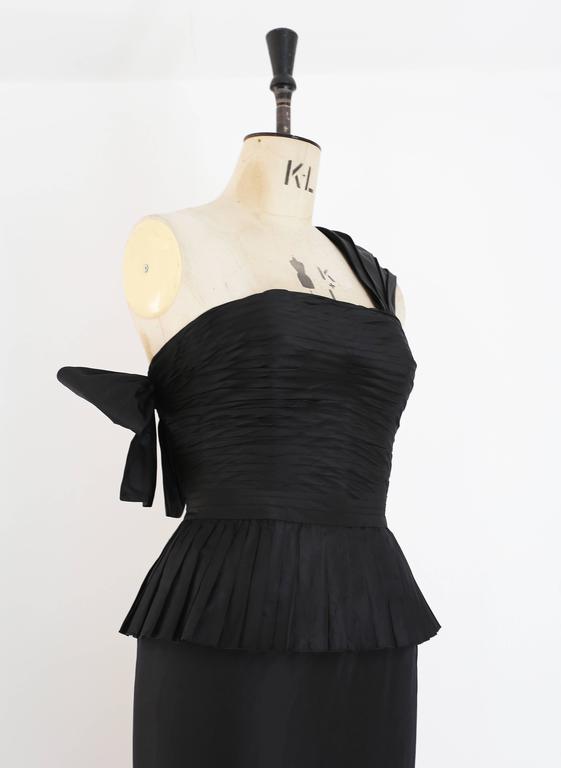 Chanel black silk taffeta pleated asymmetric evening dress, c. 1986 For ...