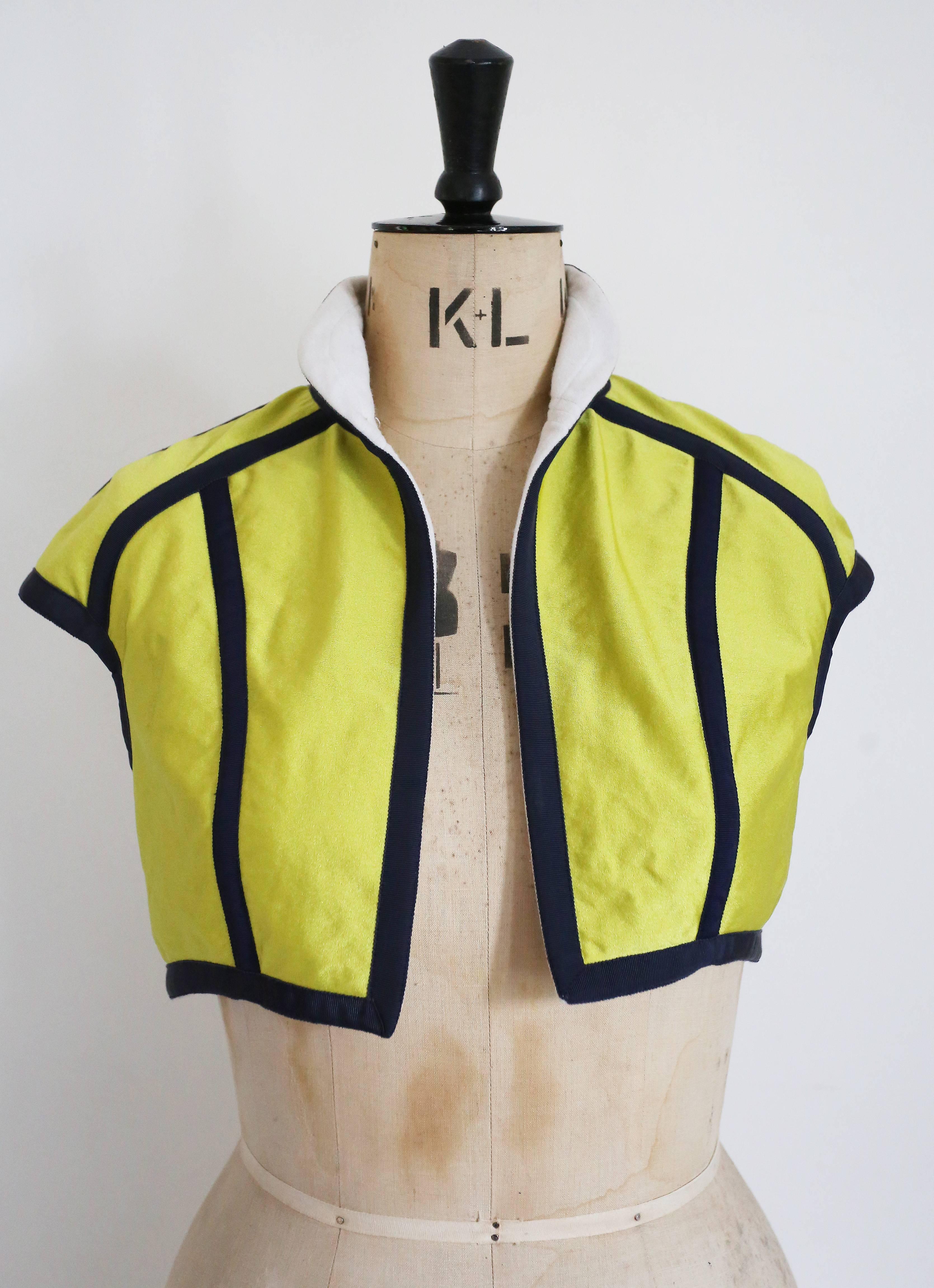 Yellow John Galliano tennis ball cropped bolero jacket, AW 1990