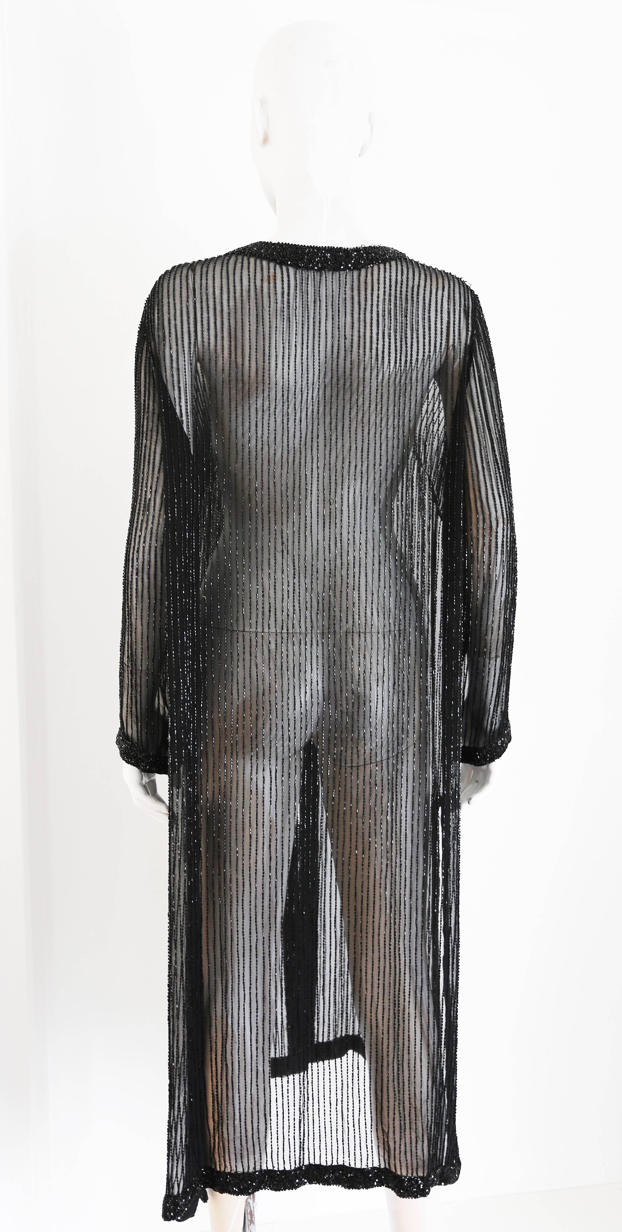 Bergdorf Goodman translucent beaded silk chiffon evening dress coat, c. 1990s  1