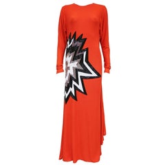 Tom Ford embellished pop art inspired coral evening dress, c. 2013