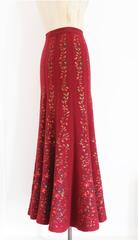 Alaia floral embroidered knitted maxi skirt, c.1999