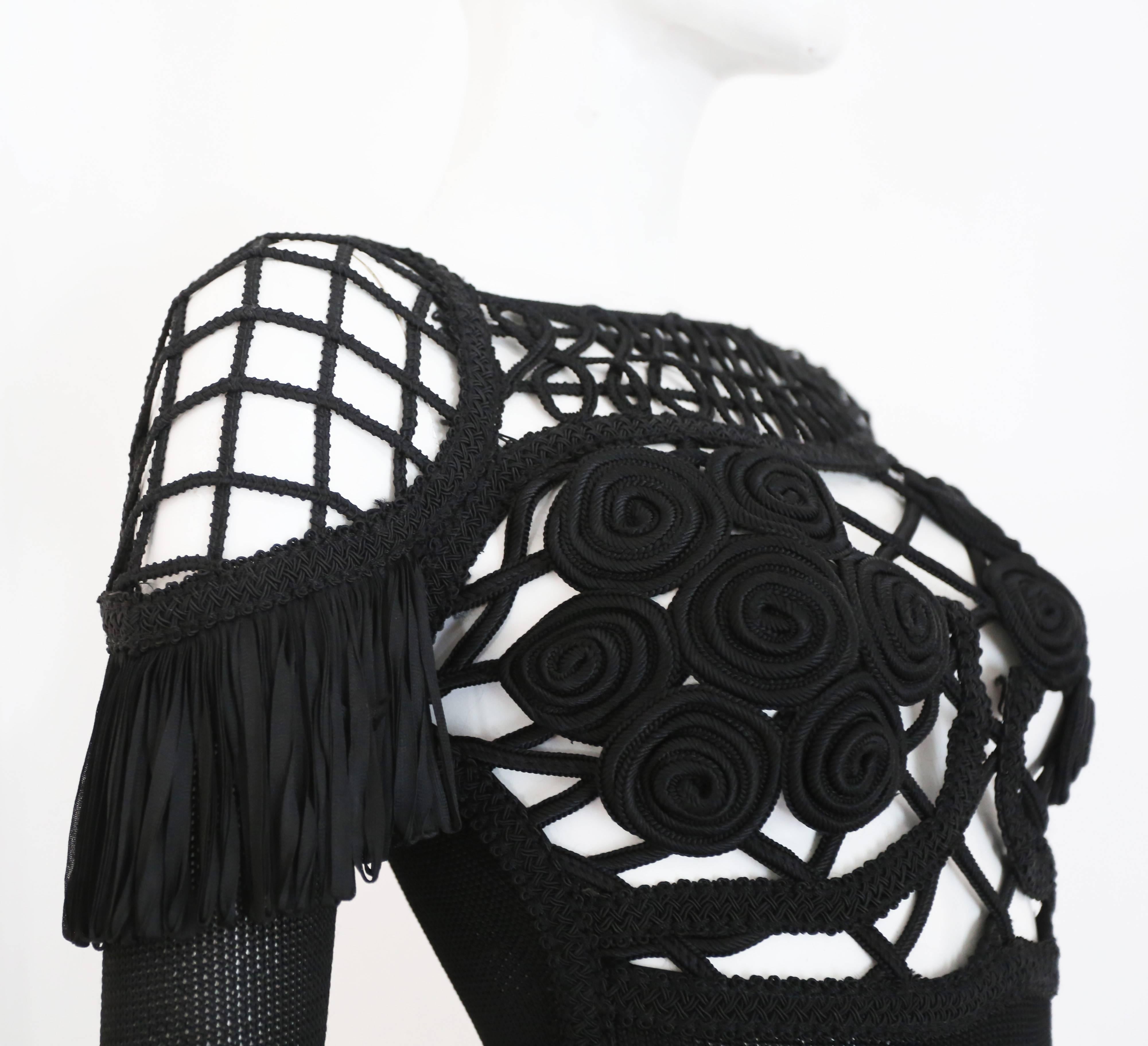 Black Christian Lacroix knitted caged evening sweater, c. 1990s