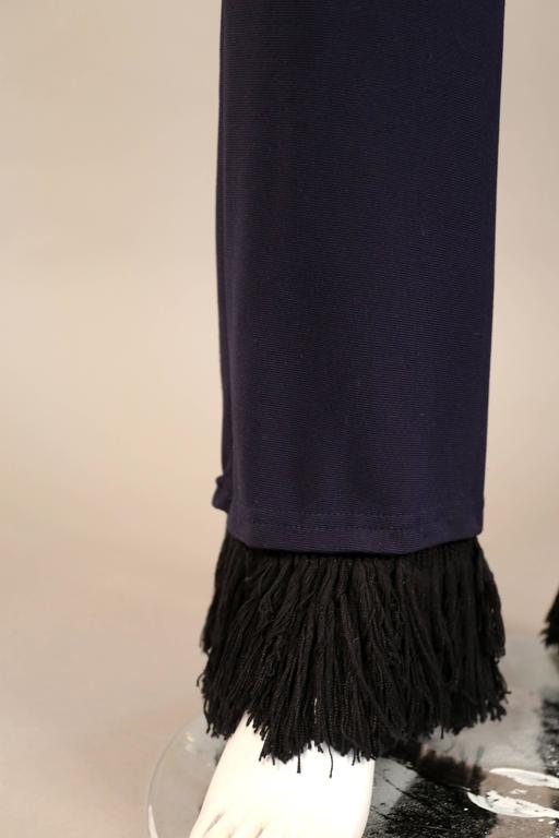 Marine blue jumpsuit with cut out and lace up bra, C. 1970 For Sale at