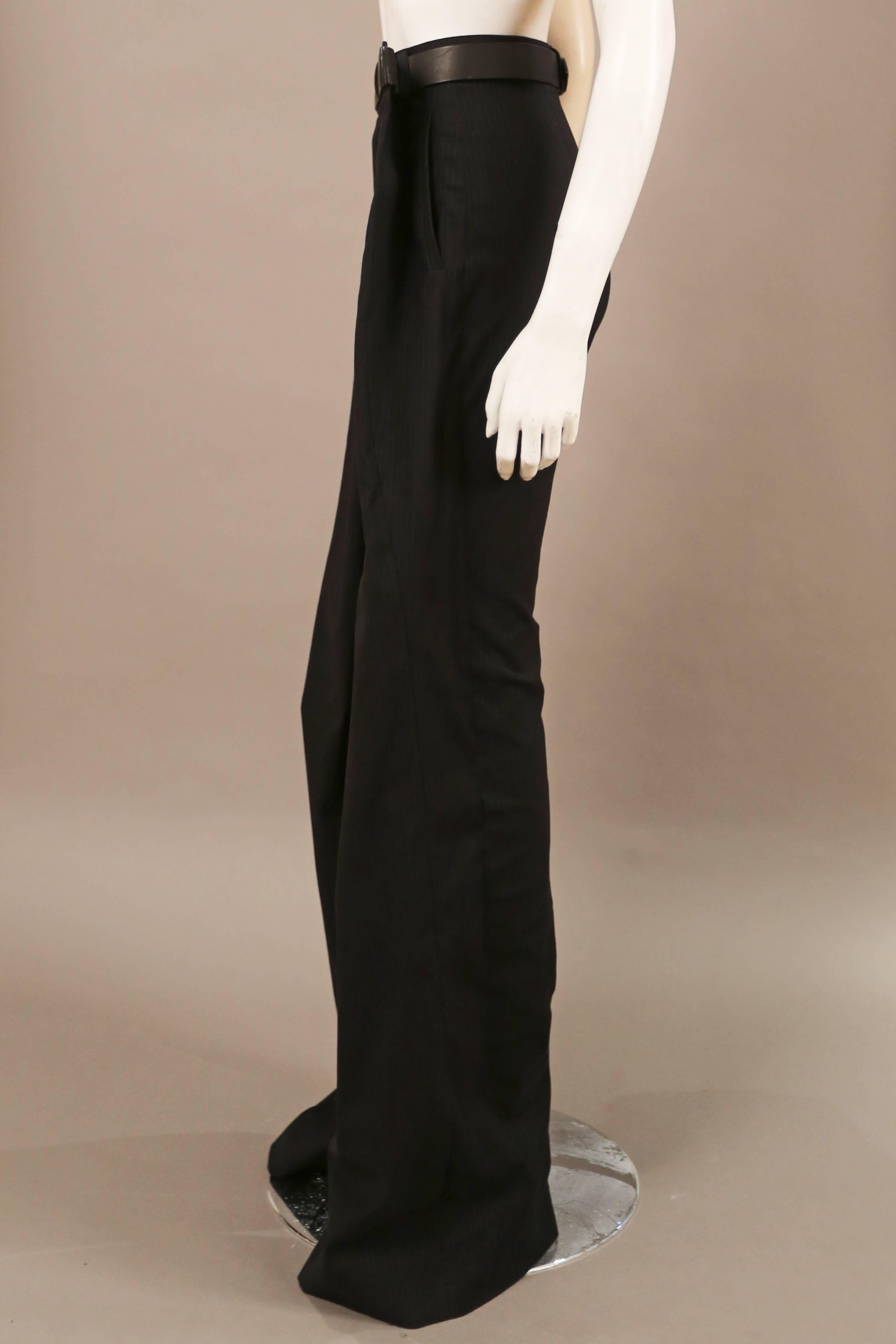 Black Maison Martin Margiela runway black pinstripe extended wide leg pants, c. 2011