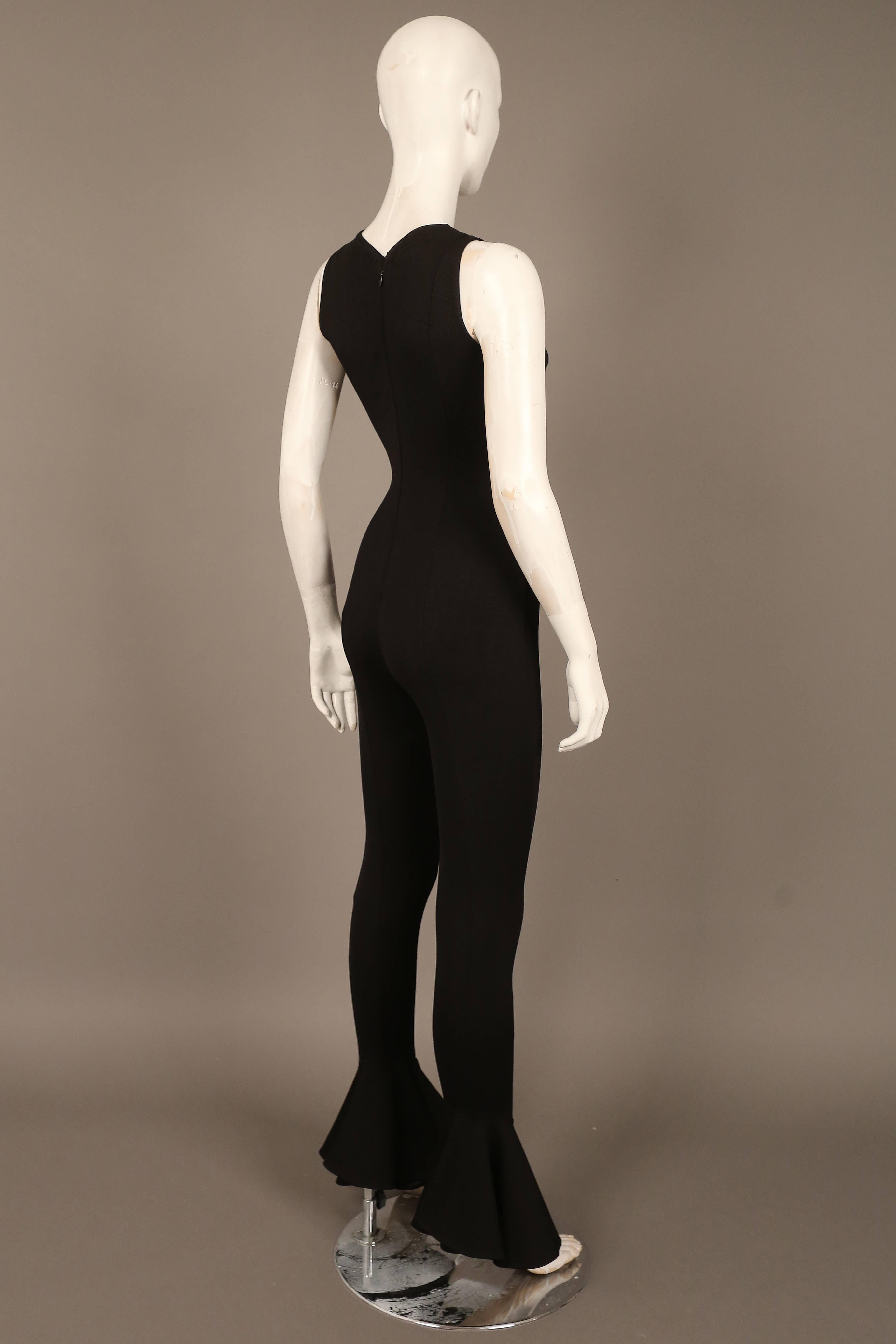 Gianni Versace black spandex flared jumpsuit, C. 1990s In Good Condition In London, GB