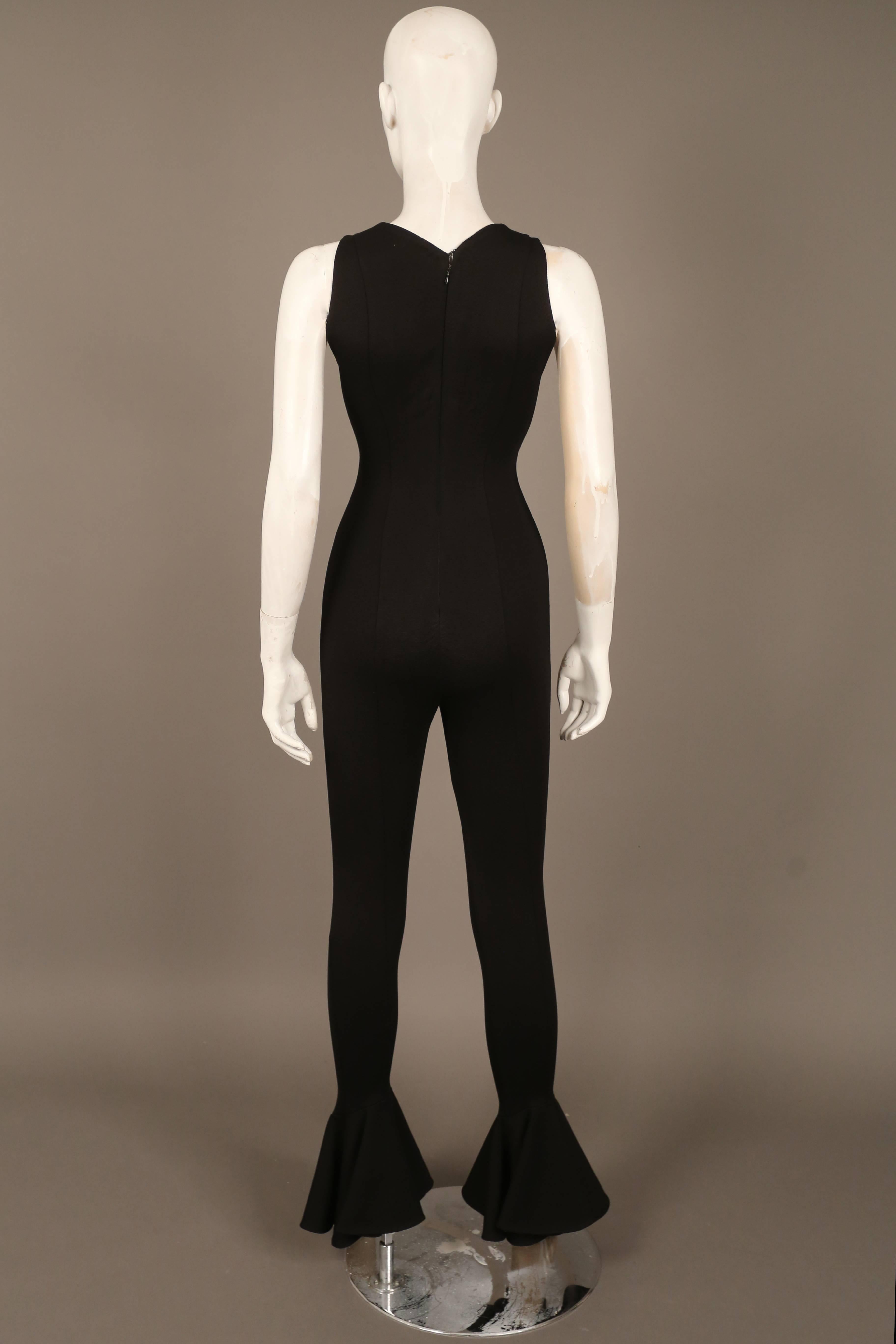 Black Gianni Versace black spandex flared jumpsuit, C. 1990s