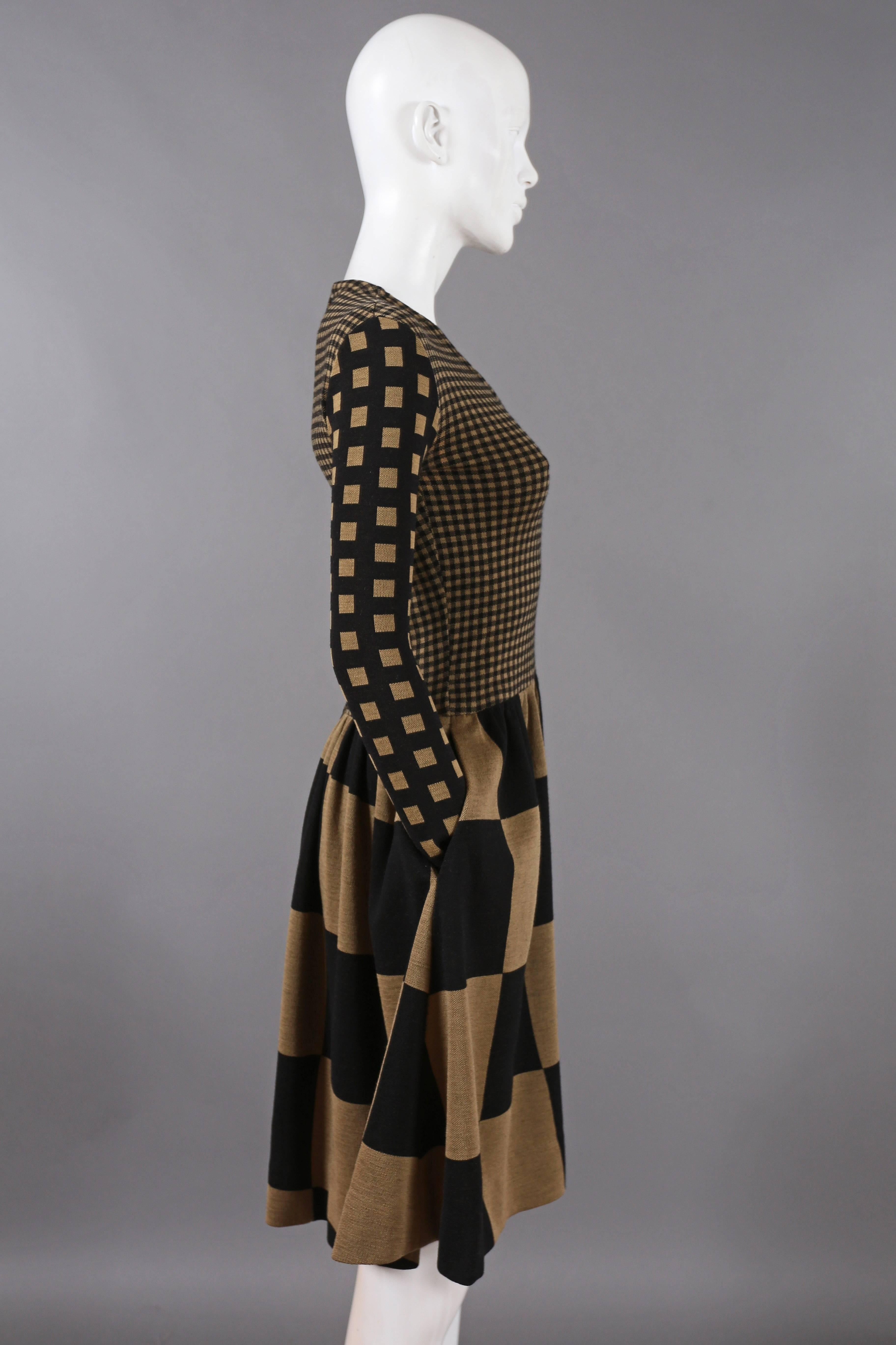 Black Rudi Gernreich chessboard knitted dress, C. 1971