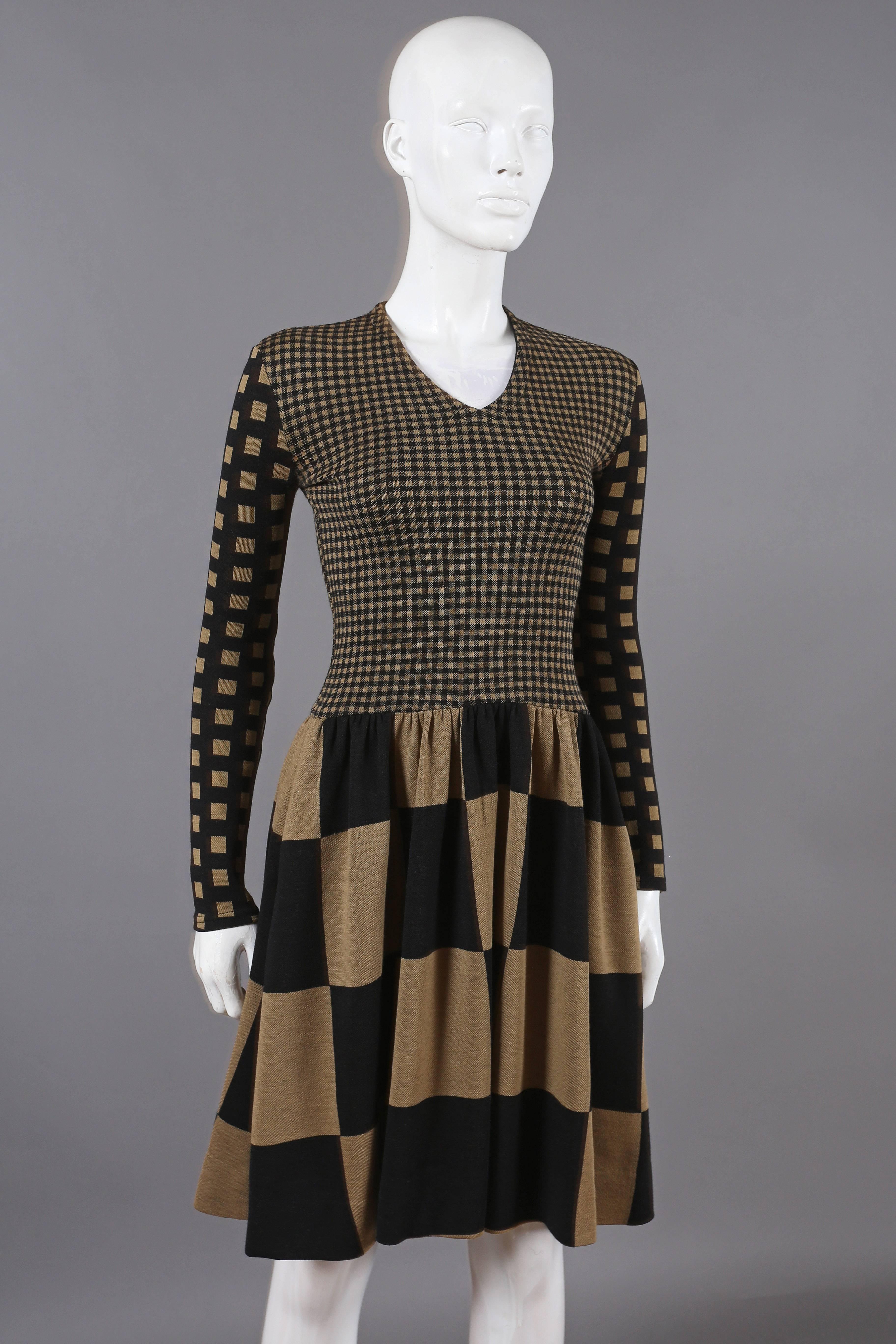 Women's Rudi Gernreich chessboard knitted dress, C. 1971