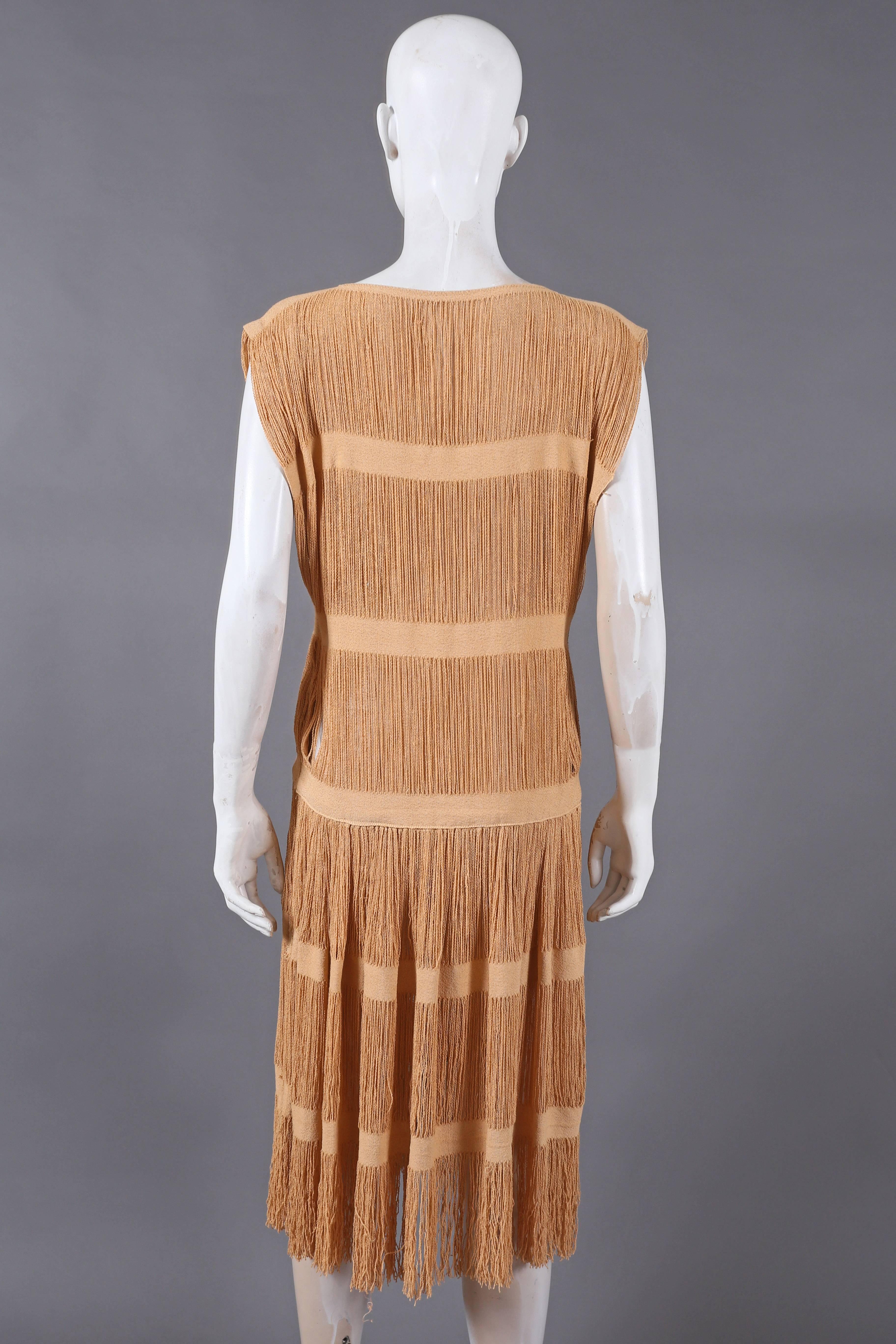 Women's fringed panelled linen flapper dress, c. 1920s
