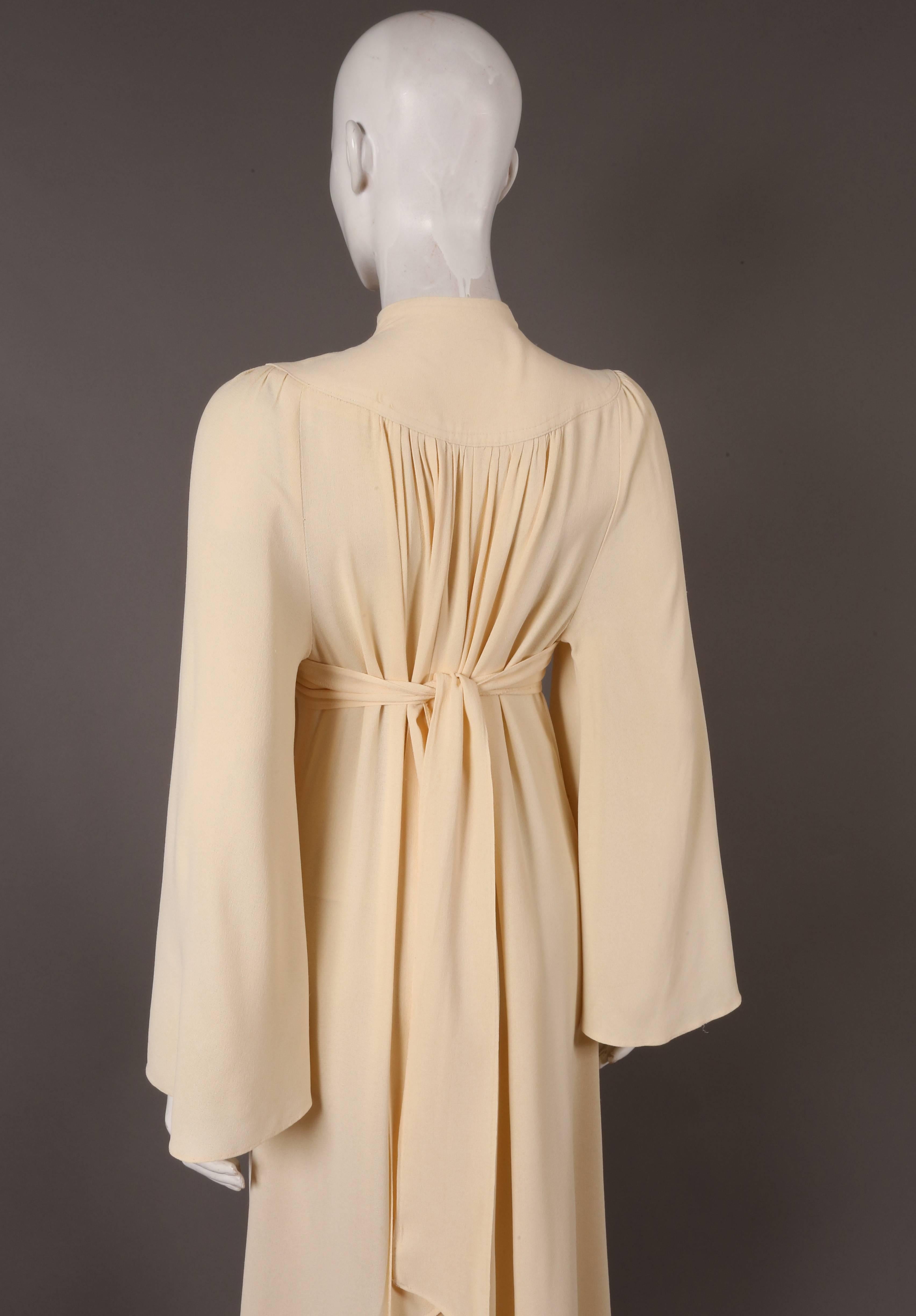 Ossie Clark for Radley cream moss crepe gown, c. 1970s 3