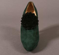 Alaia green suede platform heels, c. 1980s