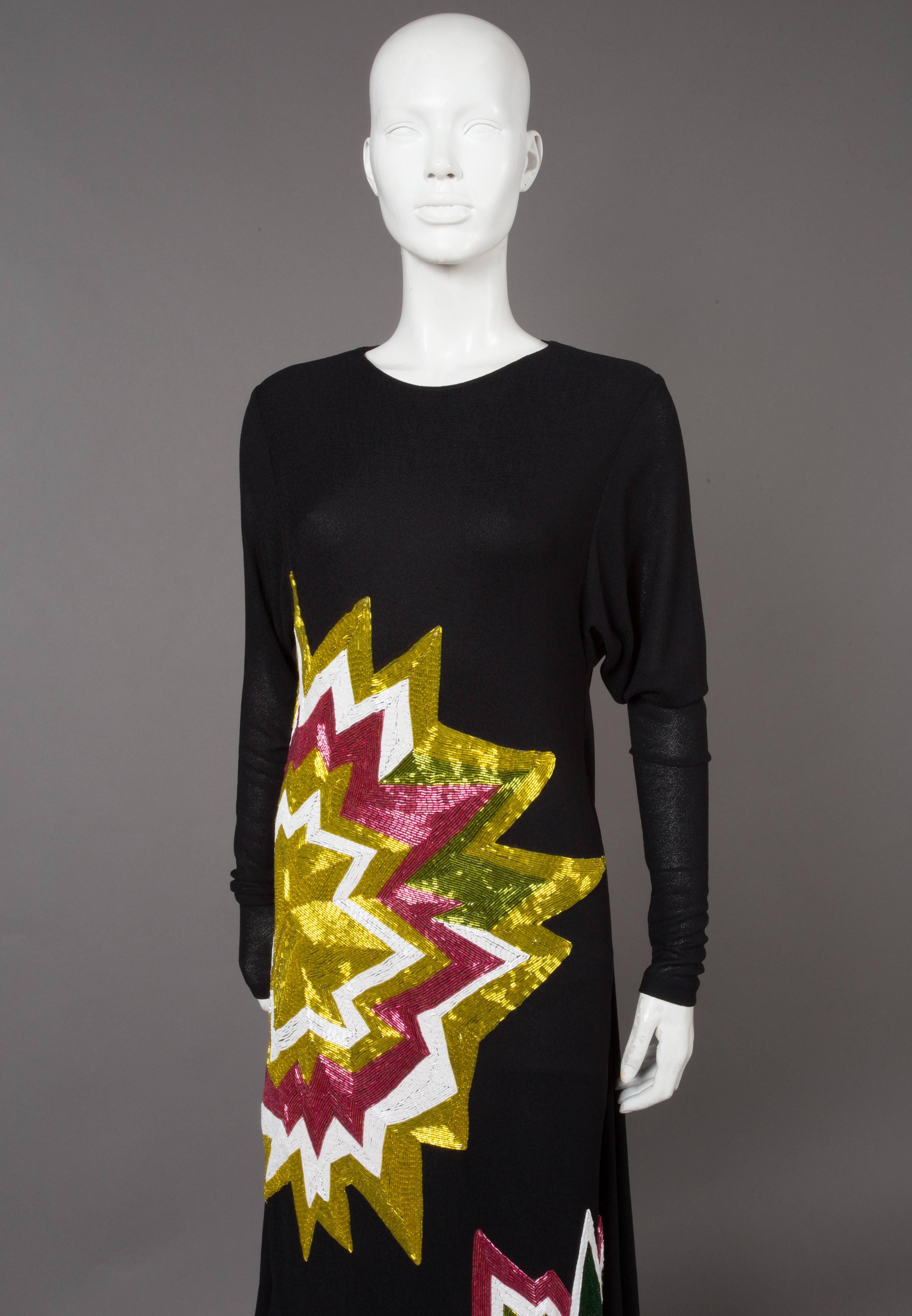 Noir Tom Ford - Robe de soirée noire d'inspiration pop art avec ornements, automne-hiver 2013 en vente