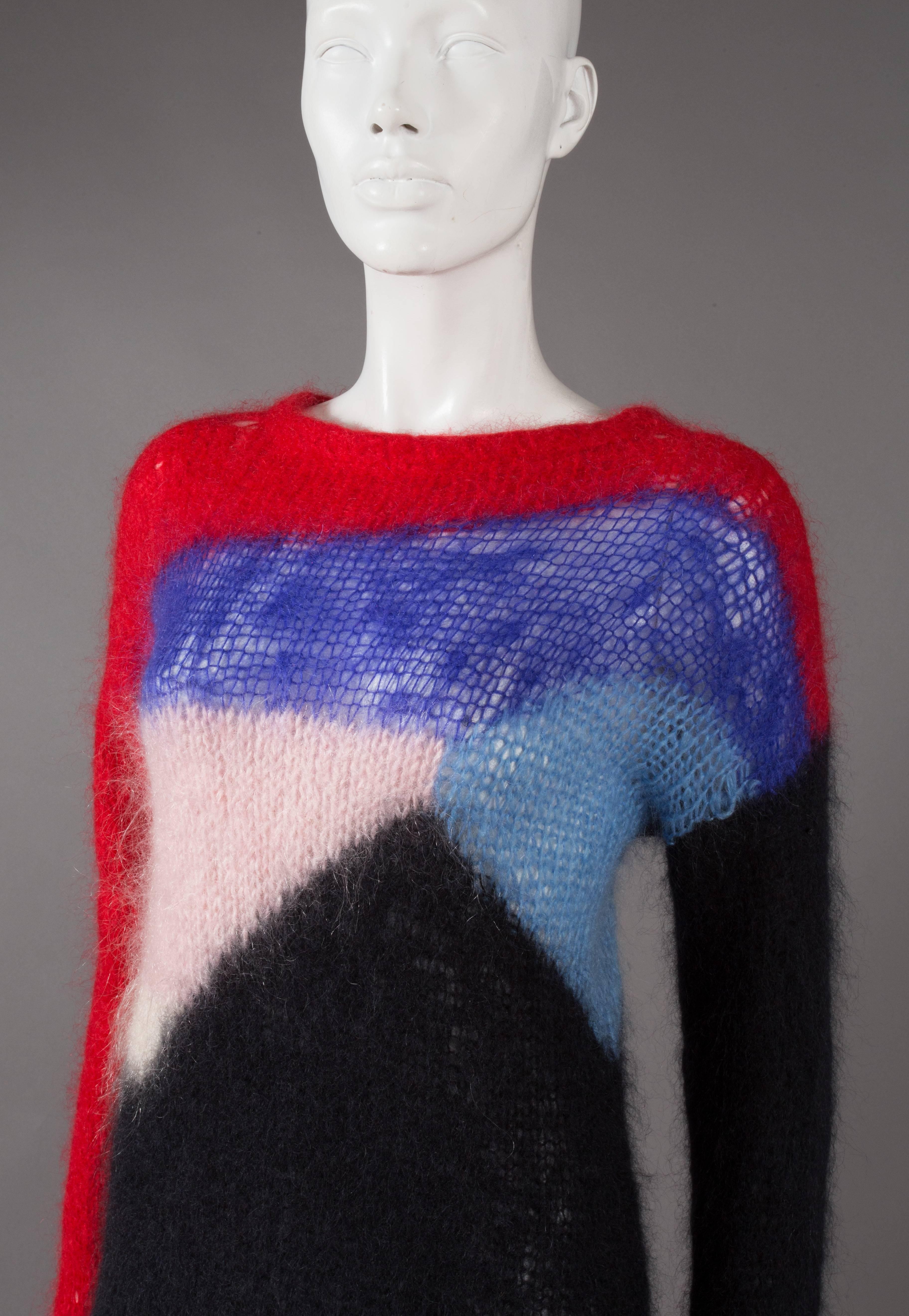Extremely rare  Malcolm McLaren and Vivienne Westwood mohair SEDITIONARIES sweater, circa 1976. 

This multi-coloured mohair sweater was made for Malcolm McLaren and Vivienne Westwood's SEDITIONARIES punk store in Kings Road, Chelsea. It was the
