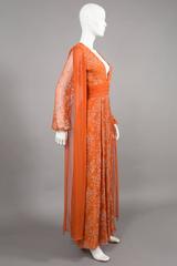 Thea Porter Couture silk chiffon evening dress with extra long sleeves, C. 1970