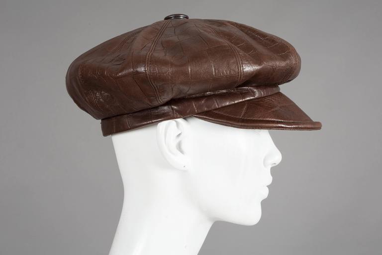 brown leather newsboy cap