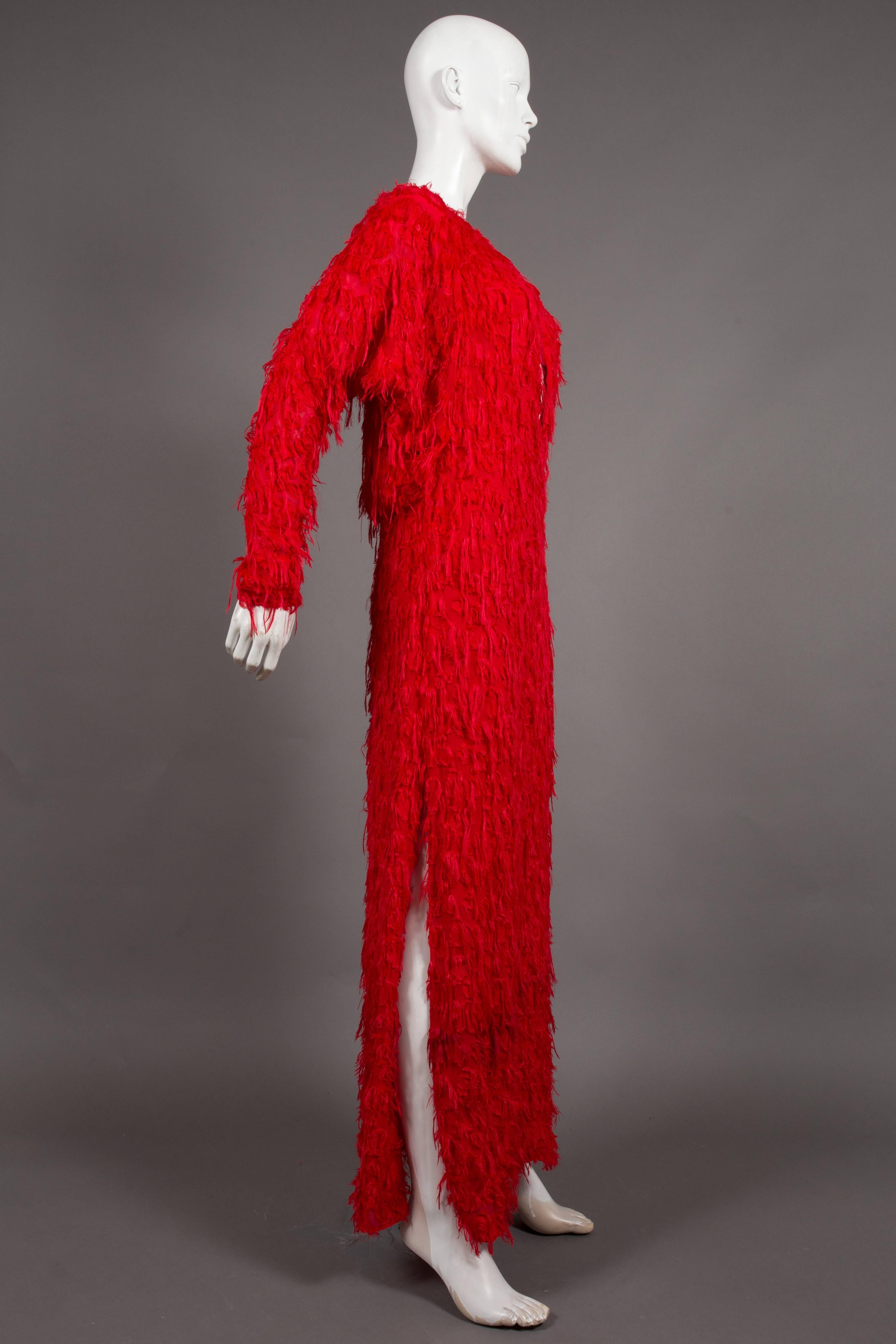 Women's Chloé red fringed silk evening dress, C. 2014