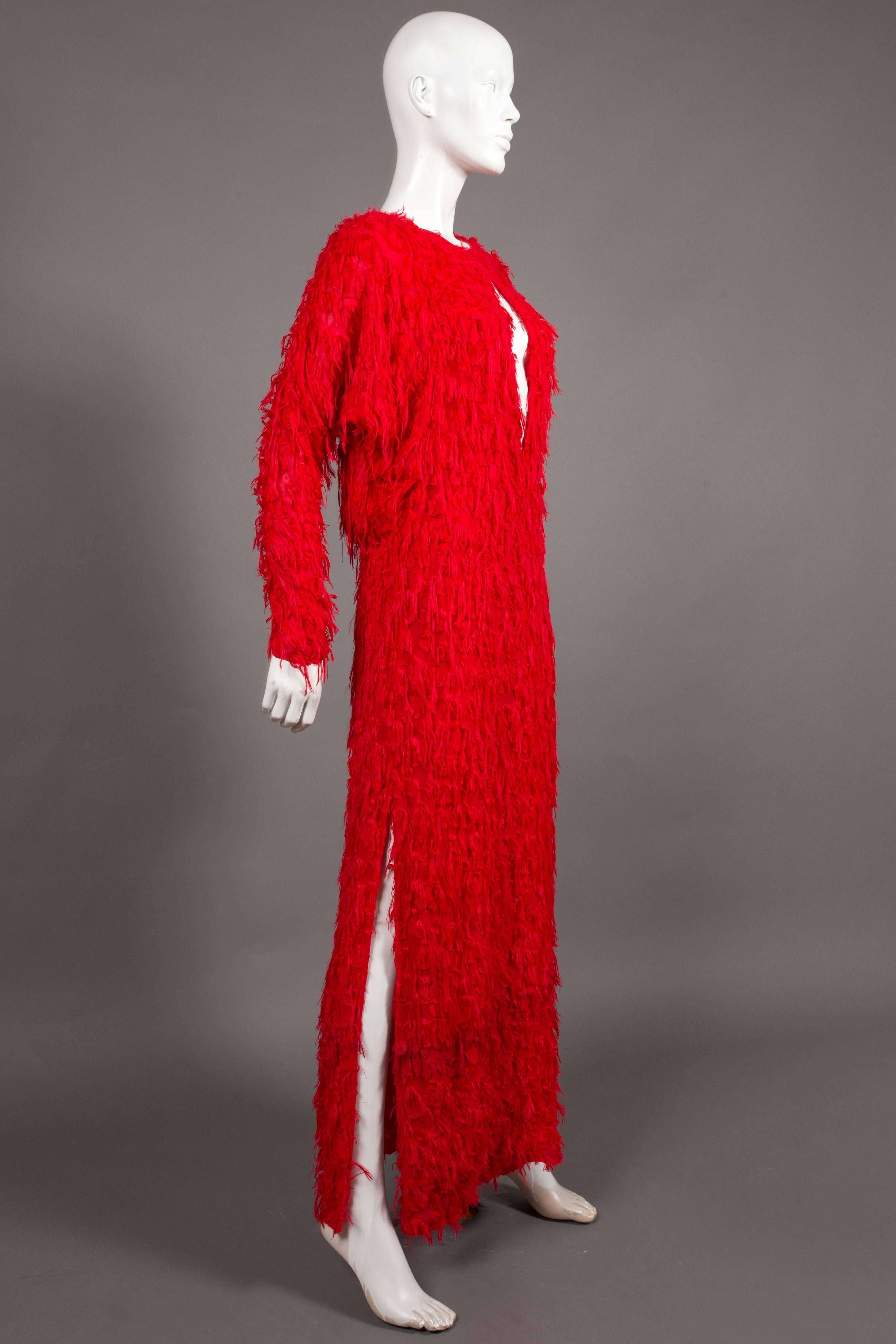 Red Chloé red fringed silk evening dress, C. 2014