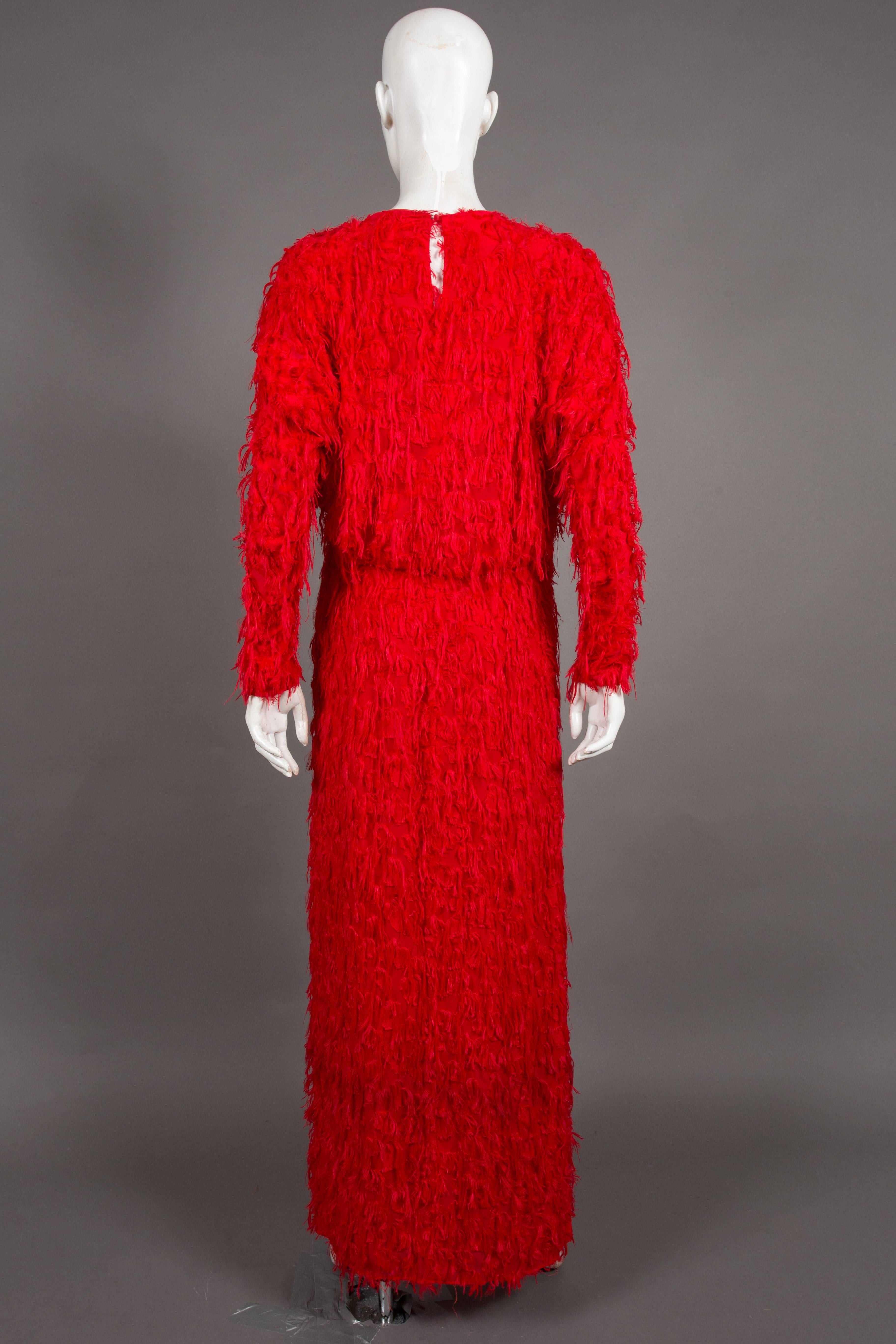 Chloé red fringed silk evening dress, C. 2014 2