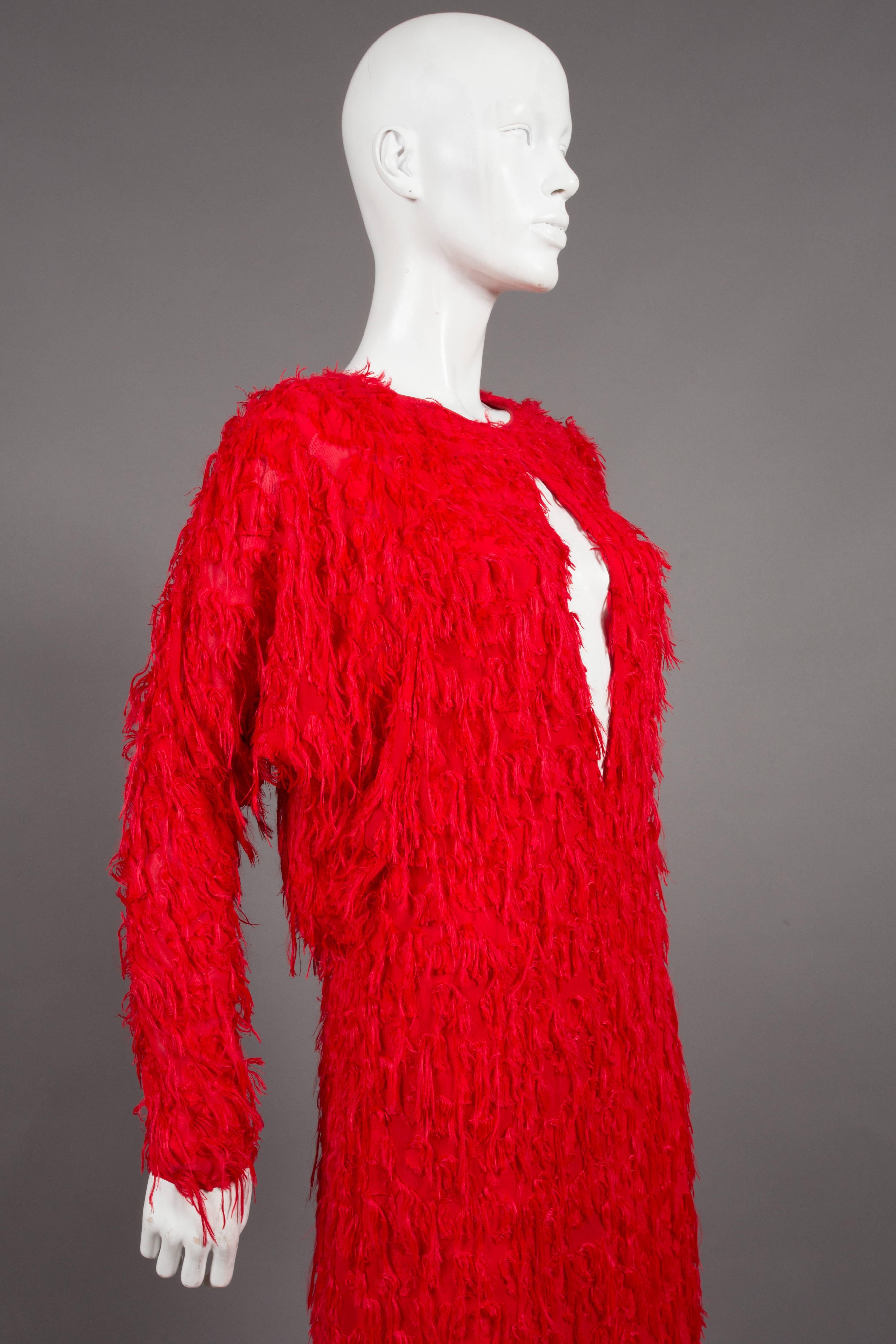 Chloé red fringed silk evening dress, C. 2014 In Excellent Condition In London, GB