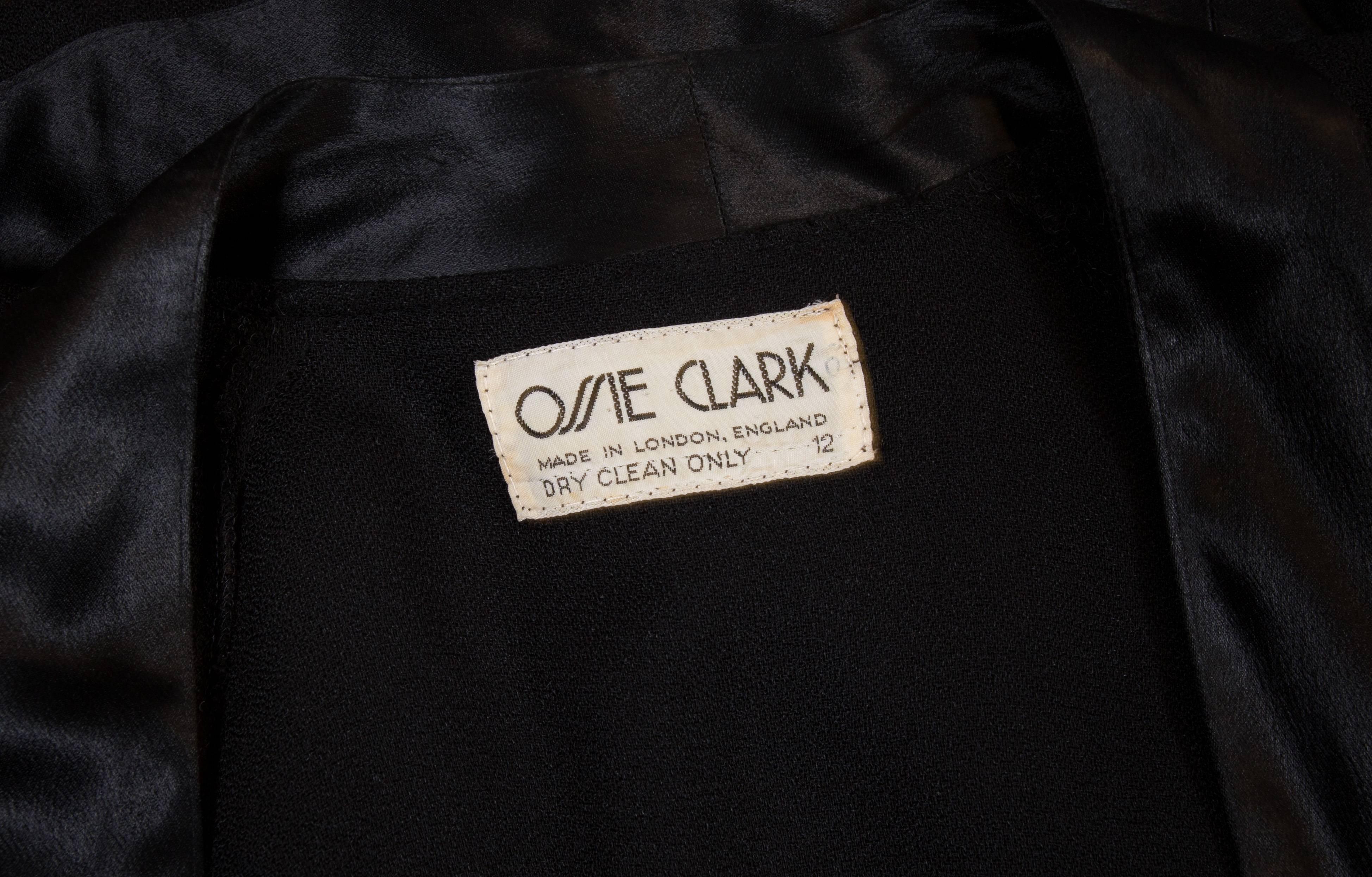 Ossie Clark couture black moss crêpe wrap around evening dress, c. 1970 4